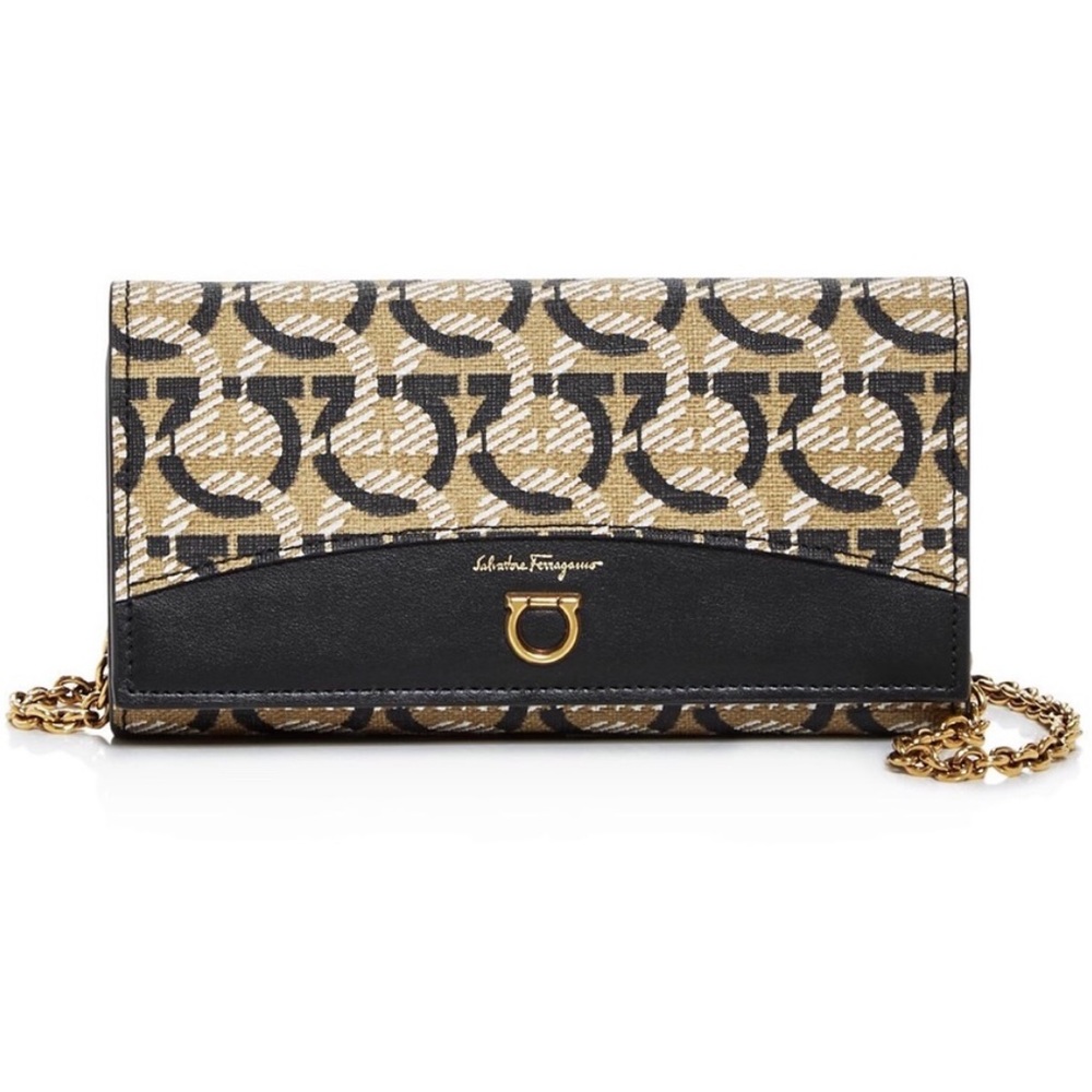 Salvatore FERRAGAMO Gancini Wallet Crossbody Bag Sand Calf XL NWT